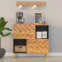 Thumbnail for Beistellschrank Braun und Schwarz 80x33,5x75 Massivholz Mango