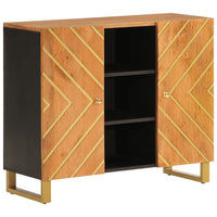 Thumbnail for Beistellschrank Braun und Schwarz 90x33,5x75 Massivholz Mango