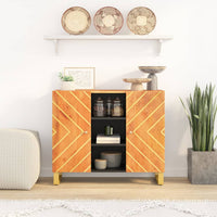 Thumbnail for Beistellschrank Braun und Schwarz 90x33,5x75 Massivholz Mango