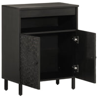 Thumbnail for Beistellschrank Schwarz 60x33x75 cm Massivholz Mango
