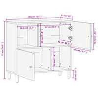 Thumbnail for Beistellschrank Schwarz 80x33x75 cm Massivholz Mango