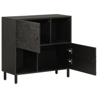 Thumbnail for Beistellschrank Schwarz 80x33x75 cm Massivholz Mango