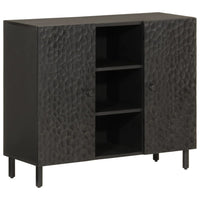 Thumbnail for Beistellschrank Schwarz 90x33x75 cm Massivholz Mango