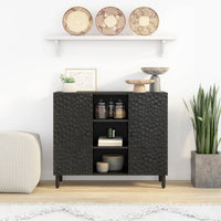 Thumbnail for Beistellschrank Schwarz 90x33x75 cm Massivholz Mango