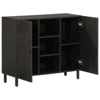 Thumbnail for Beistellschrank Schwarz 90x33x75 cm Massivholz Mango