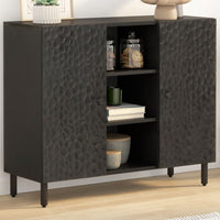 Thumbnail for Beistellschrank Schwarz 90x33x75 cm Massivholz Mango