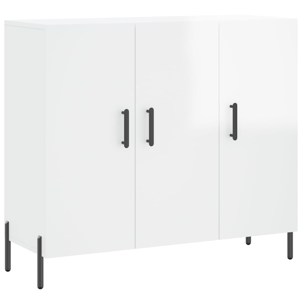 Sideboard Hochglanz-Weiß 90x34x80 cm Holzwerkstoff