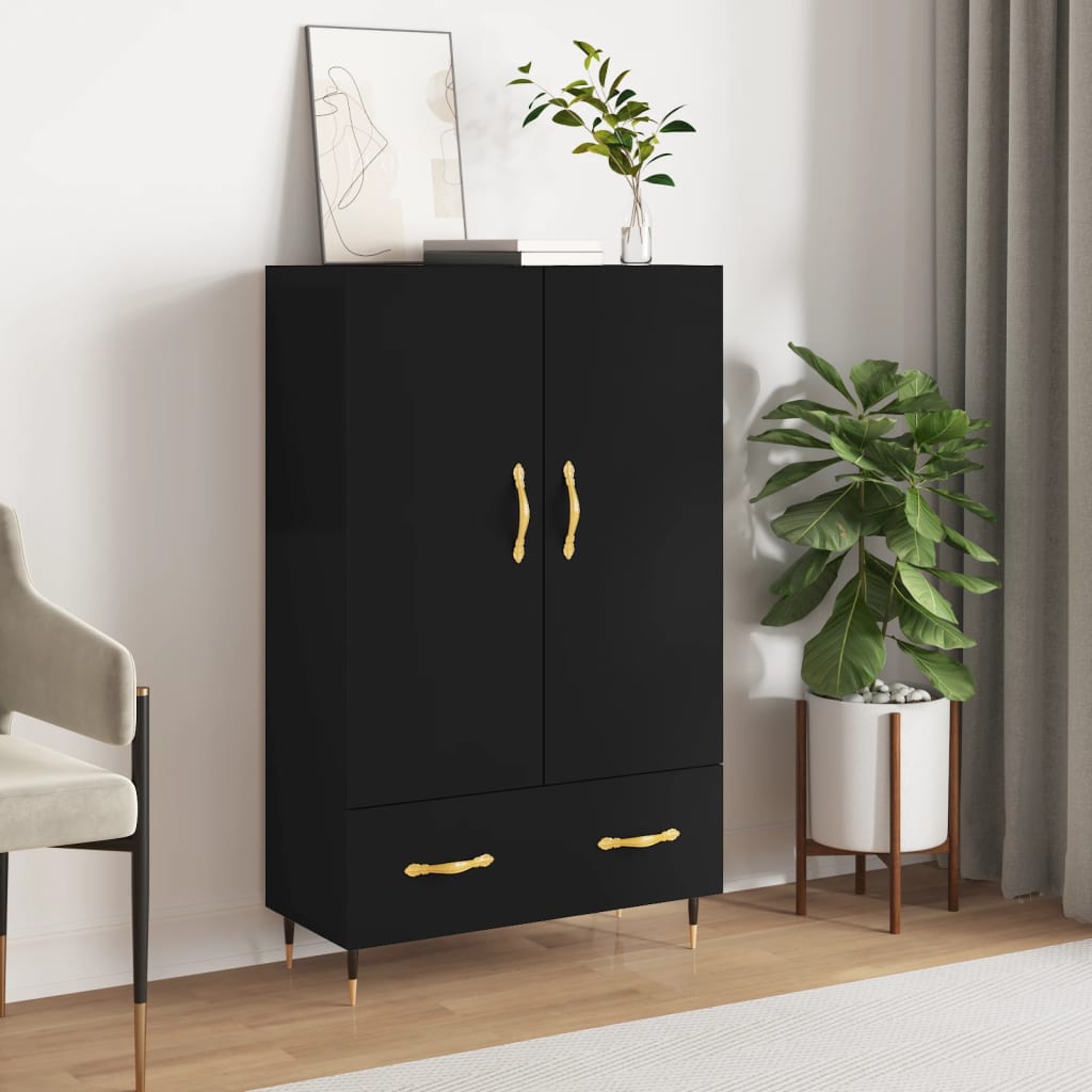 Highboard Schwarz 69,5x31x115 cm Holzwerkstoff