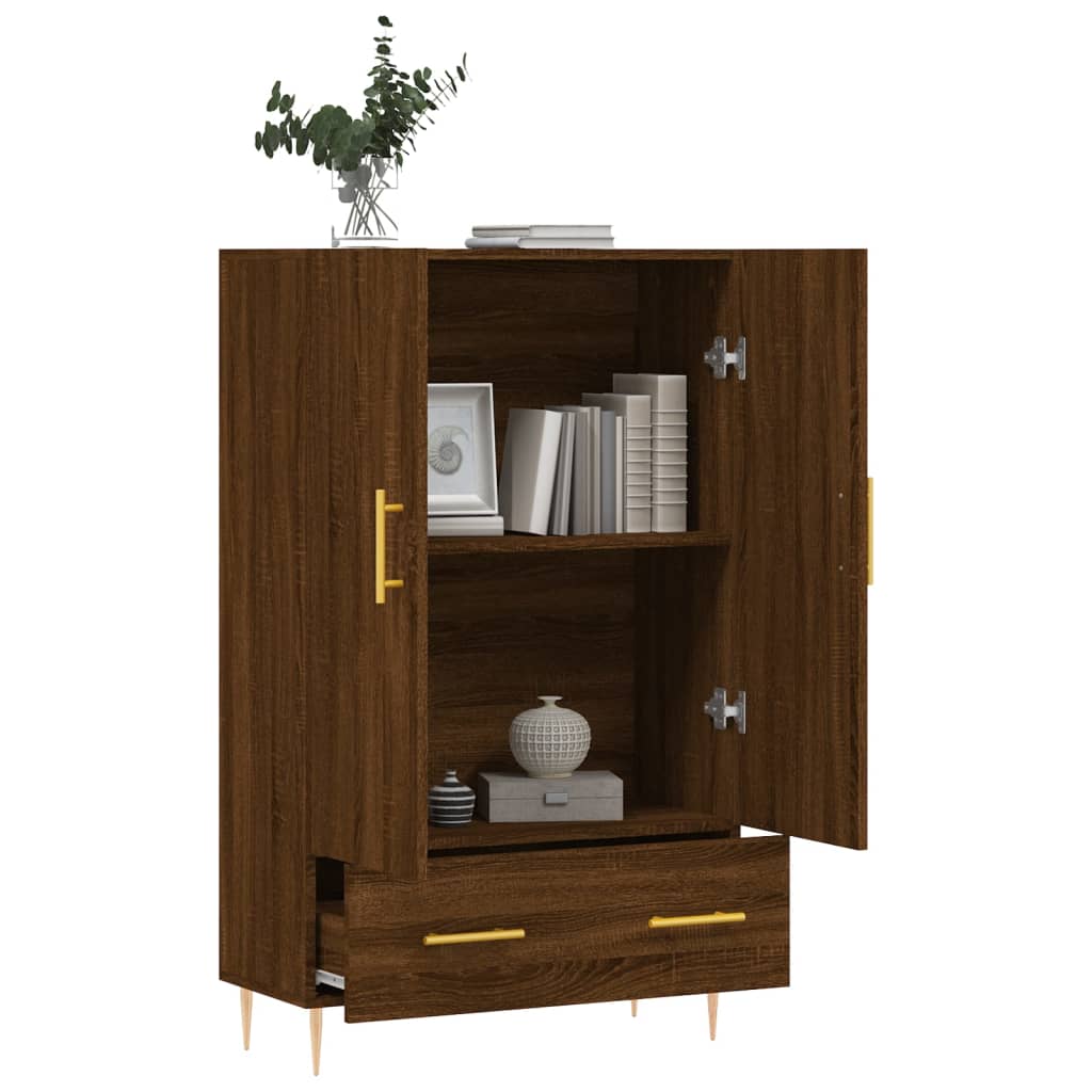 Highboard Braun Eichen-Optik 69,5x31x115 cm Holzwerkstoff