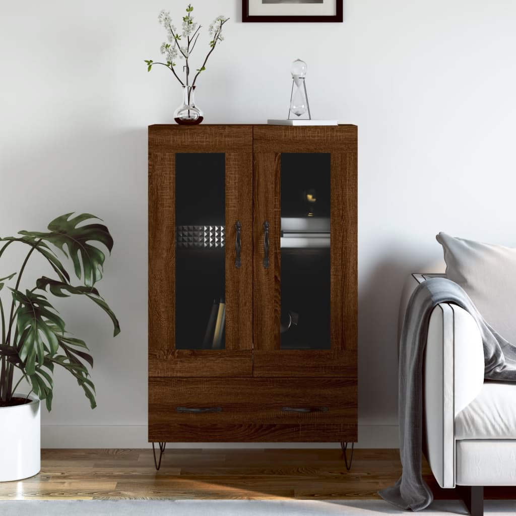 Highboard Braun Eichen-Optik 69,5x31x115 cm Holzwerkstoff
