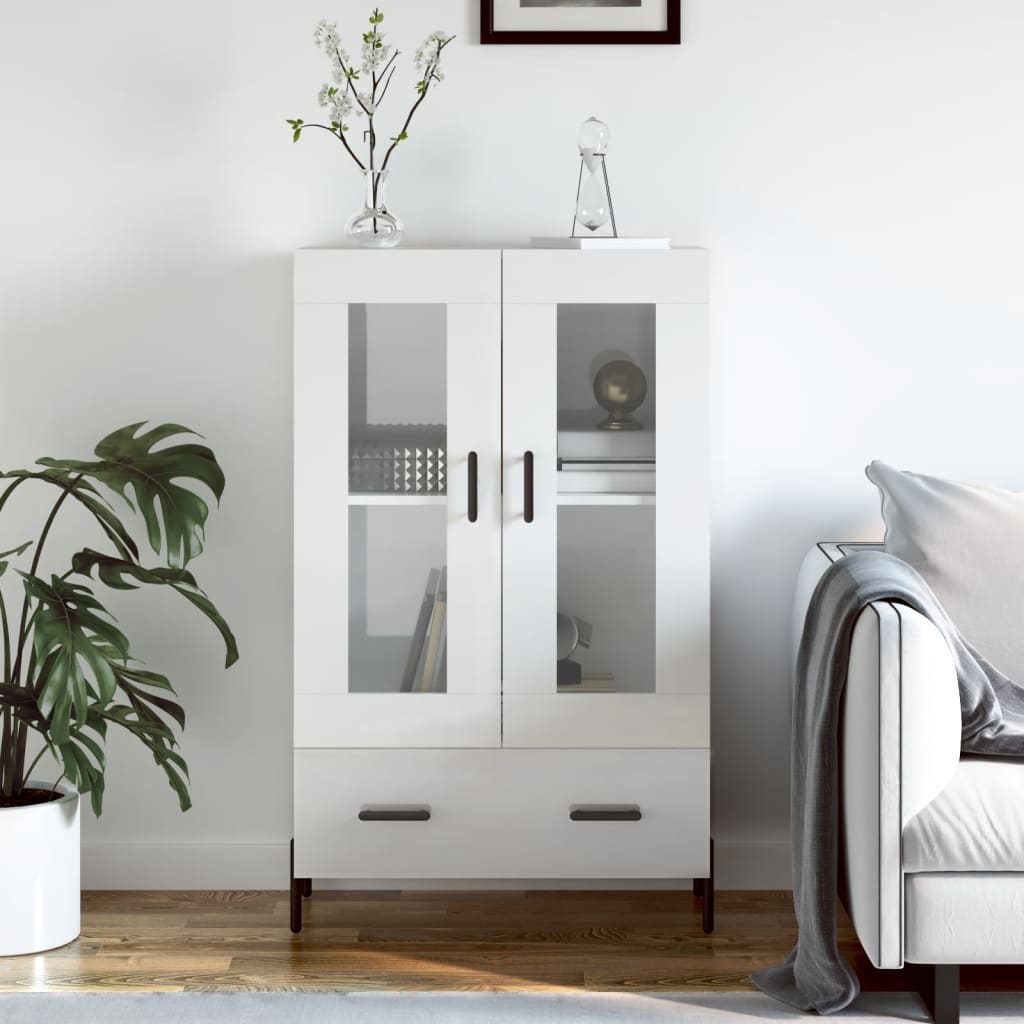 Highboard Hochglanz-Weiß 69,5x31x115 cm Holzwerkstoff