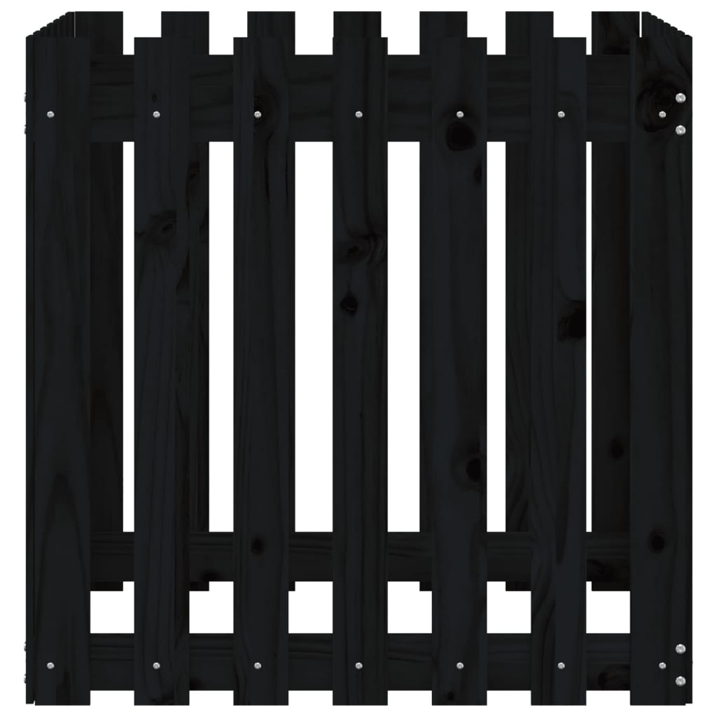 Pflanzkübel Lattenzaun-Design Schwarz 70x70x70 cm Kiefernholz
