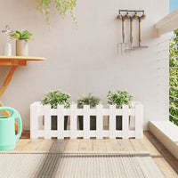 Thumbnail for Hochbeet Lattenzaun-Design Weiß 100x30x30 cm Massivholz Kiefer