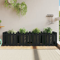 Thumbnail for Hochbeet Latten-Design Schwarz 200x50x50 cm Massivholz Kiefer