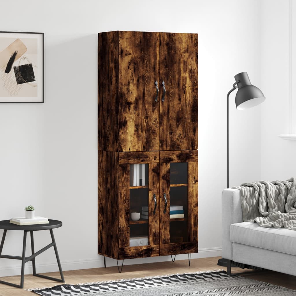 Highboard Räuchereiche 69,5x34x180 cm Holzwerkstoff