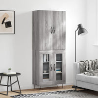 Thumbnail for Highboard Grau Sonoma 69,5x34x180 cm Holzwerkstoff