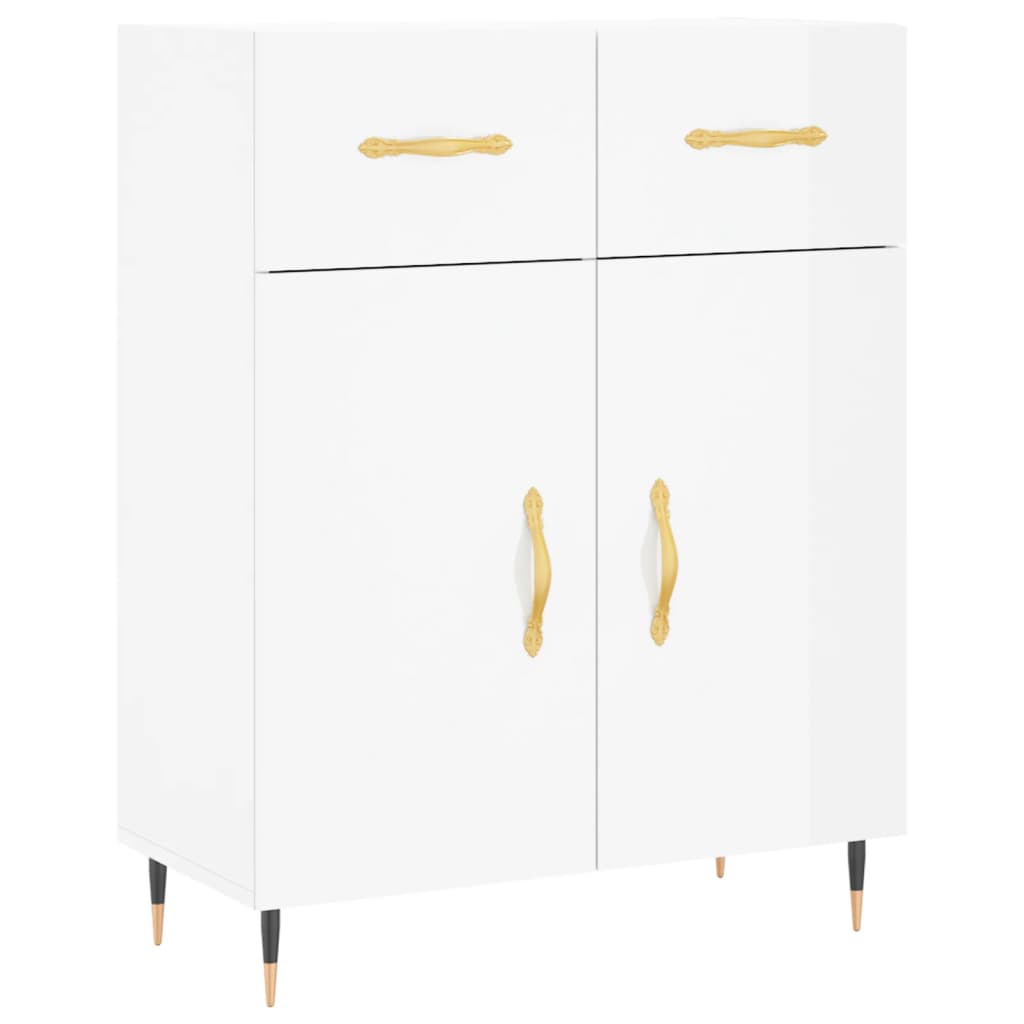Highboard Hochglanz-Weiß 69,5x34x180 cm Holzwerkstoff