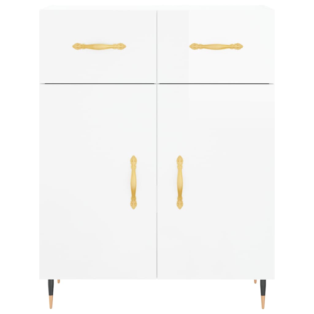 Highboard Hochglanz-Weiß 69,5x34x180 cm Holzwerkstoff