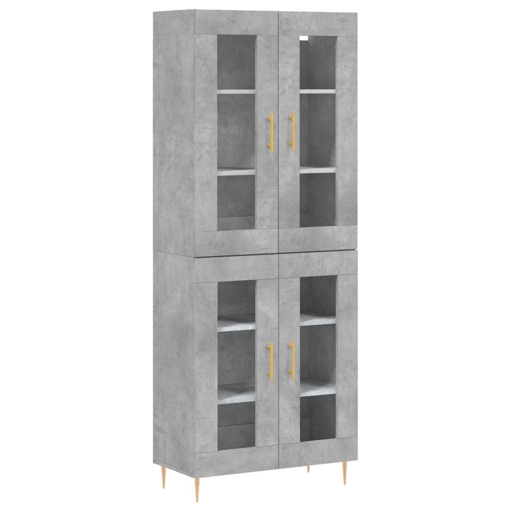 Highboard Betongrau 69,5x34x180 cm Holzwerkstoff