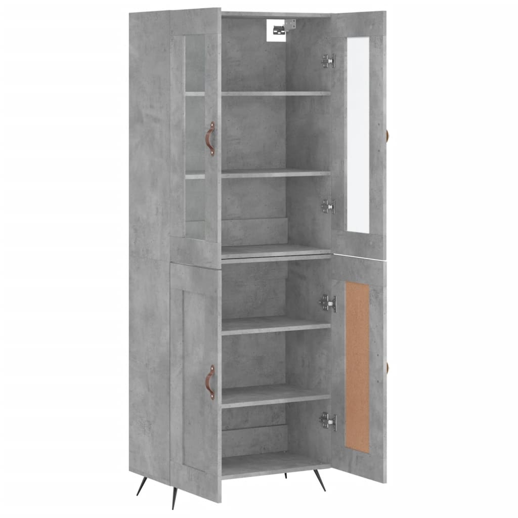 Highboard Betongrau 69,5x34x180 cm Holzwerkstoff