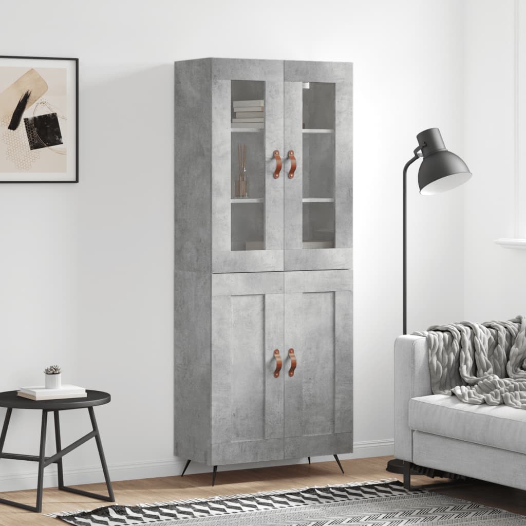 Highboard Betongrau 69,5x34x180 cm Holzwerkstoff
