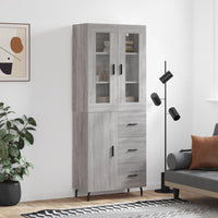 Thumbnail for Highboard Grau Sonoma 69,5x34x180 cm Holzwerkstoff