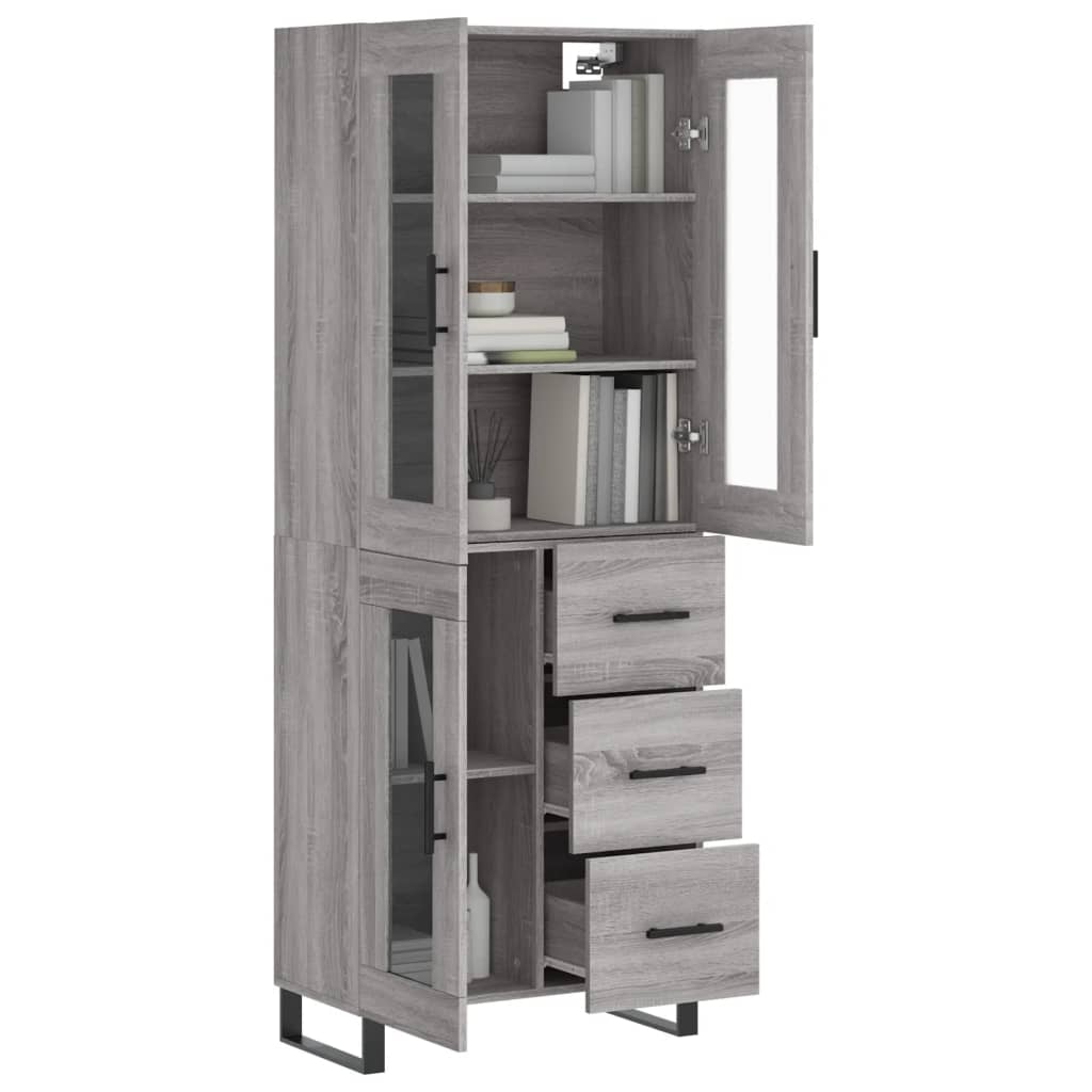Highboard Grau Sonoma 69,5x34x180 cm Holzwerkstoff