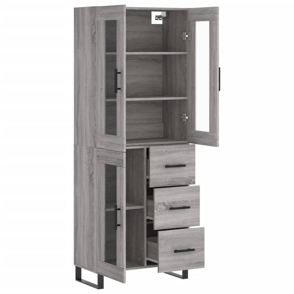 Highboard Grau Sonoma 69,5x34x180 cm Holzwerkstoff