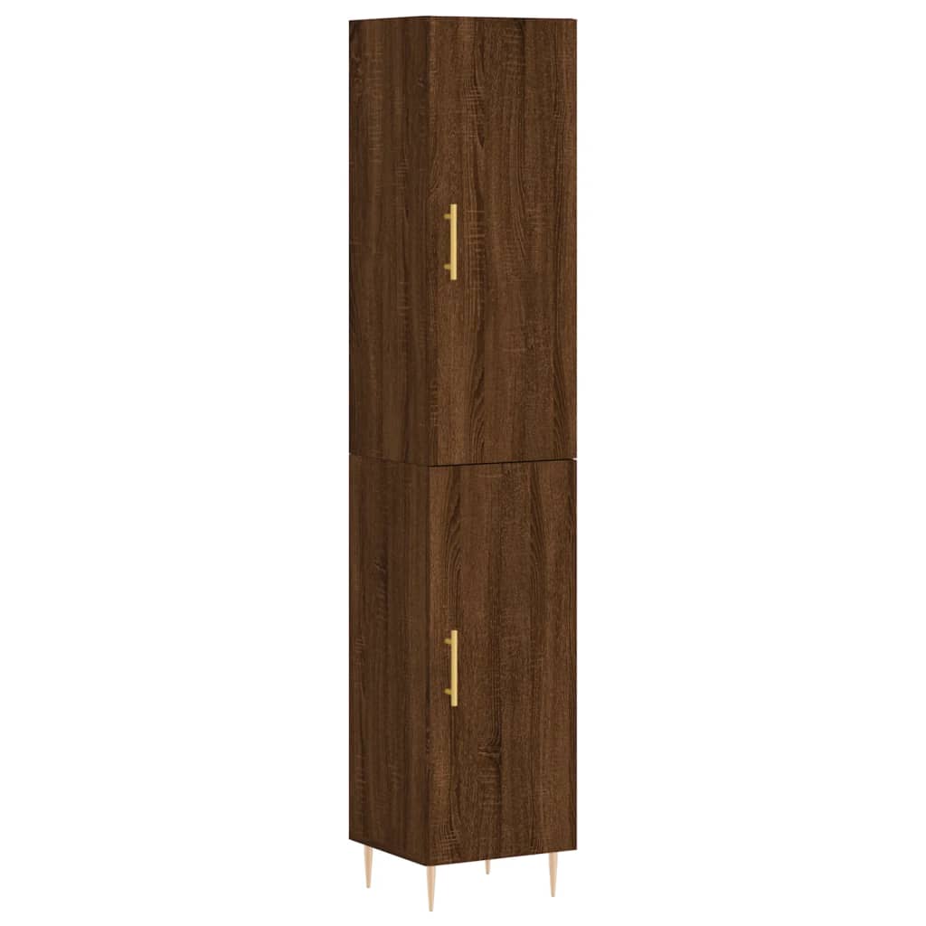 Highboard Braun Eichen-Optik 34,5x34x180 cm Holzwerkstoff