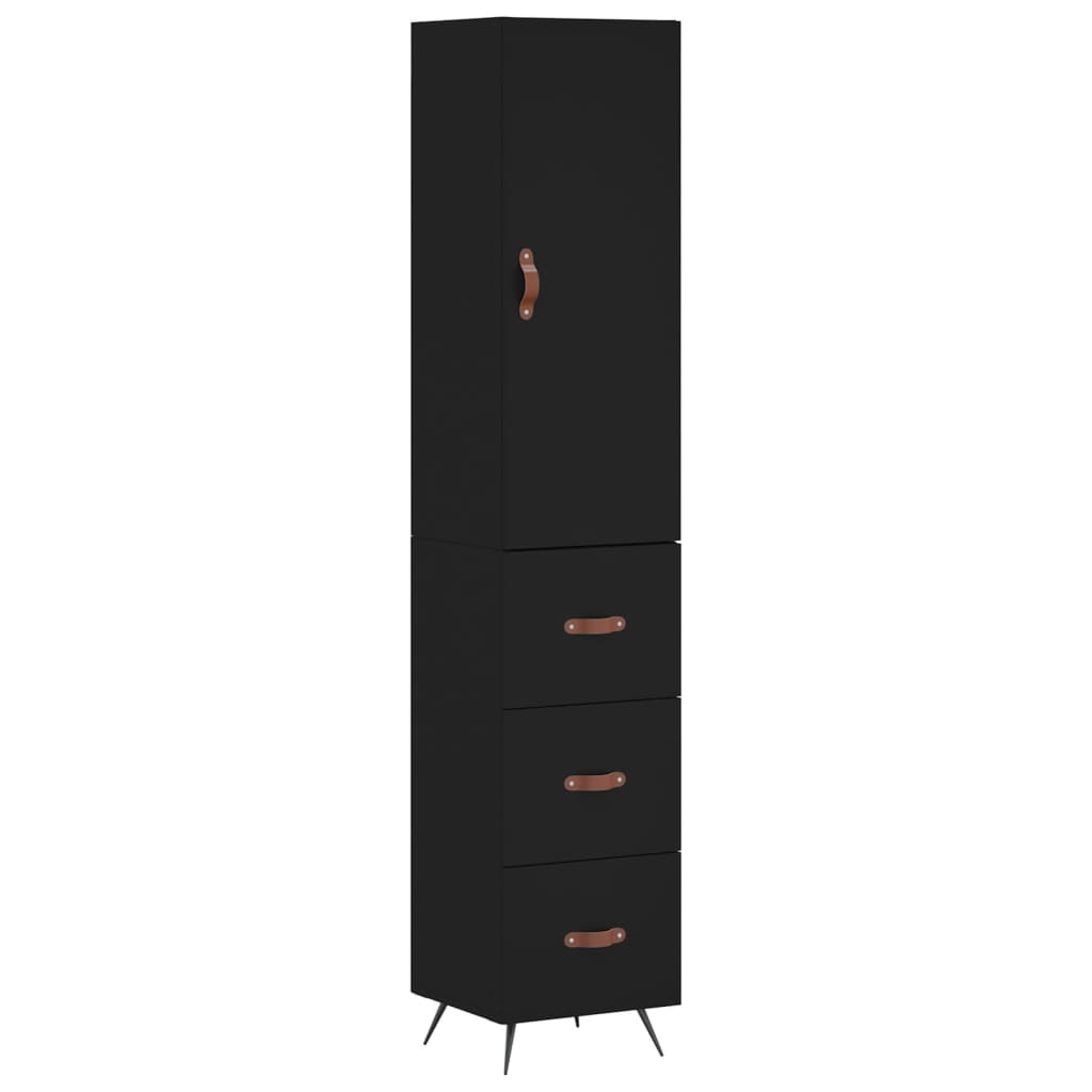 Highboard Schwarz 34,5x34x180 cm Holzwerkstoff