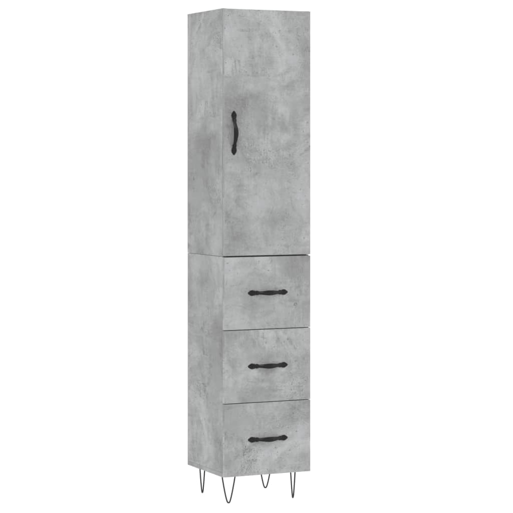Highboard Betongrau 34,5x34x180 cm Holzwerkstoff