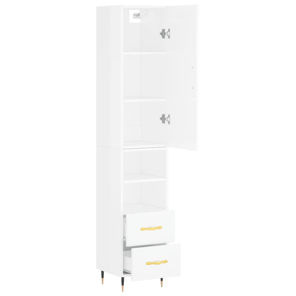 Highboard Hochglanz-Weiß 34,5x34x180 cm Holzwerkstoff
