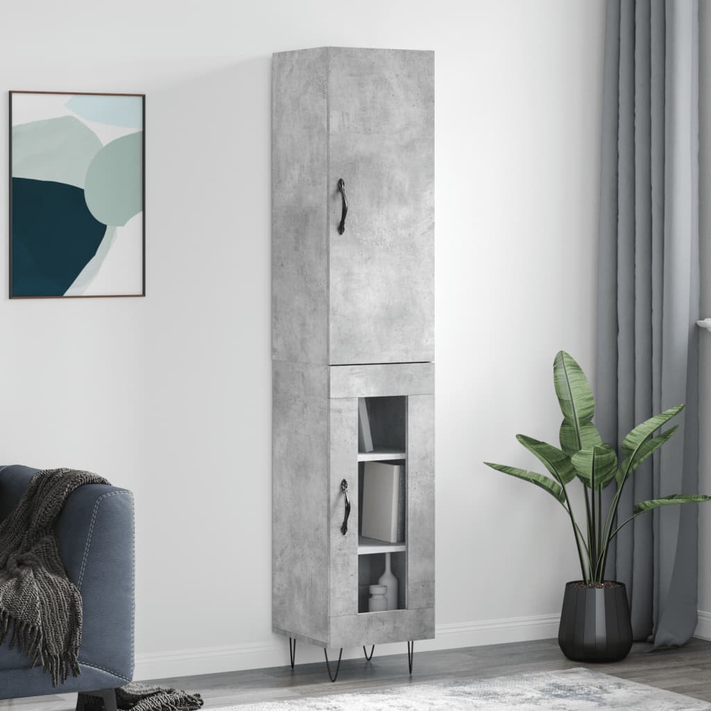 Highboard Betongrau 34,5x34x180 cm Holzwerkstoff