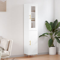 Thumbnail for Highboard Hochglanz-Weiß 34,5x34x180 cm Holzwerkstoff