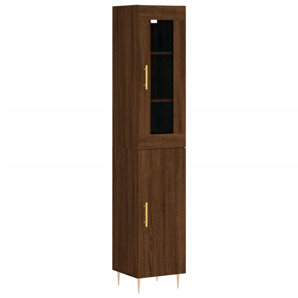 Highboard Braun Eichen-Optik 34,5x34x180 cm Holzwerkstoff