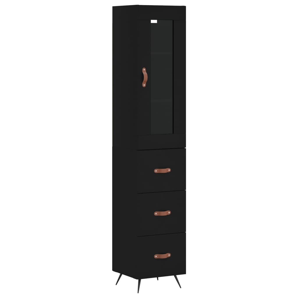 Highboard Schwarz 34,5x34x180 cm Holzwerkstoff