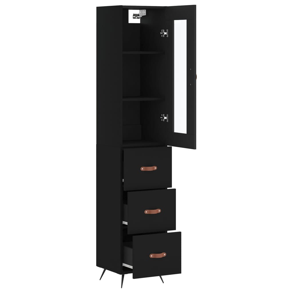 Highboard Schwarz 34,5x34x180 cm Holzwerkstoff