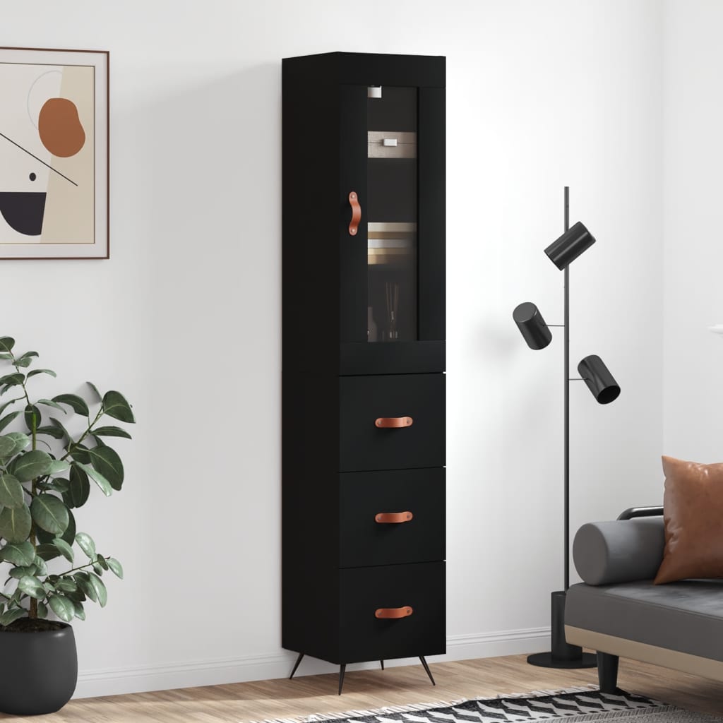 Highboard Schwarz 34,5x34x180 cm Holzwerkstoff
