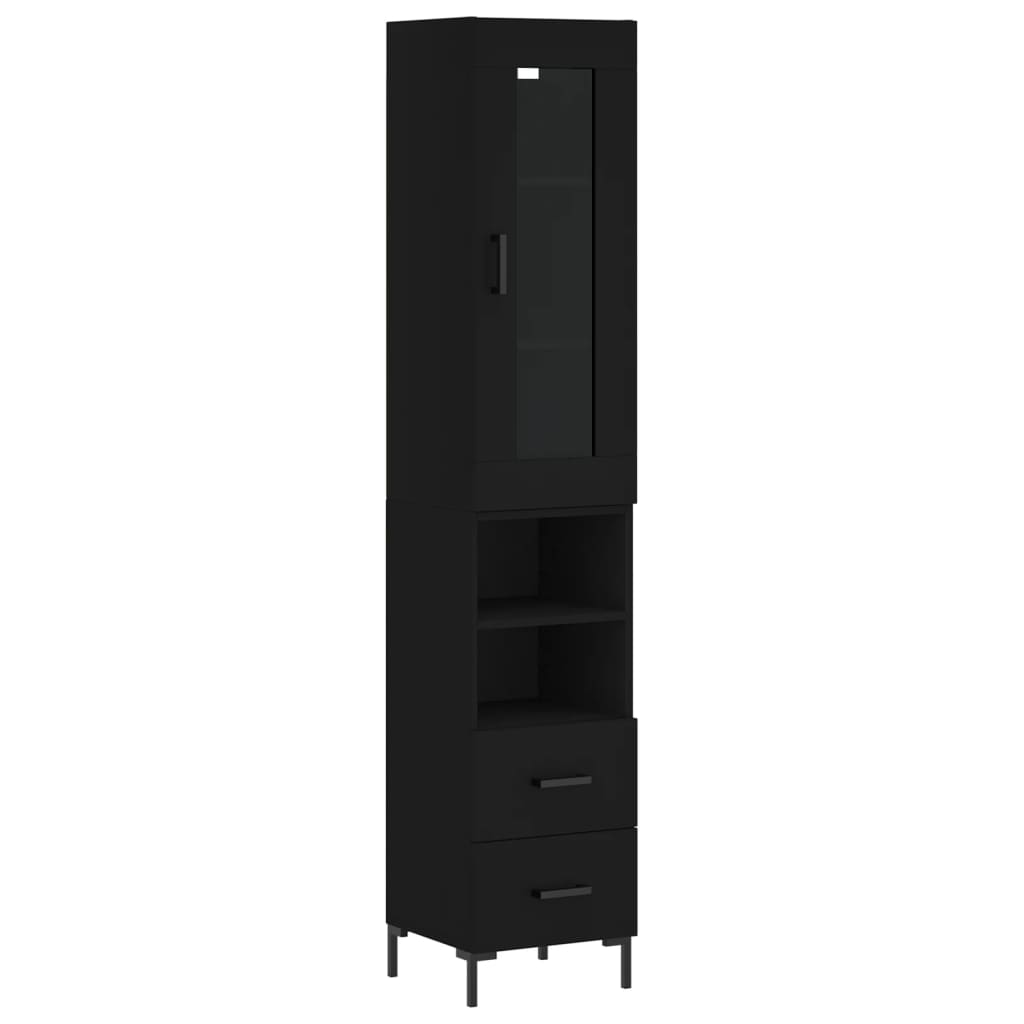 Highboard Schwarz 34,5x34x180 cm Holzwerkstoff