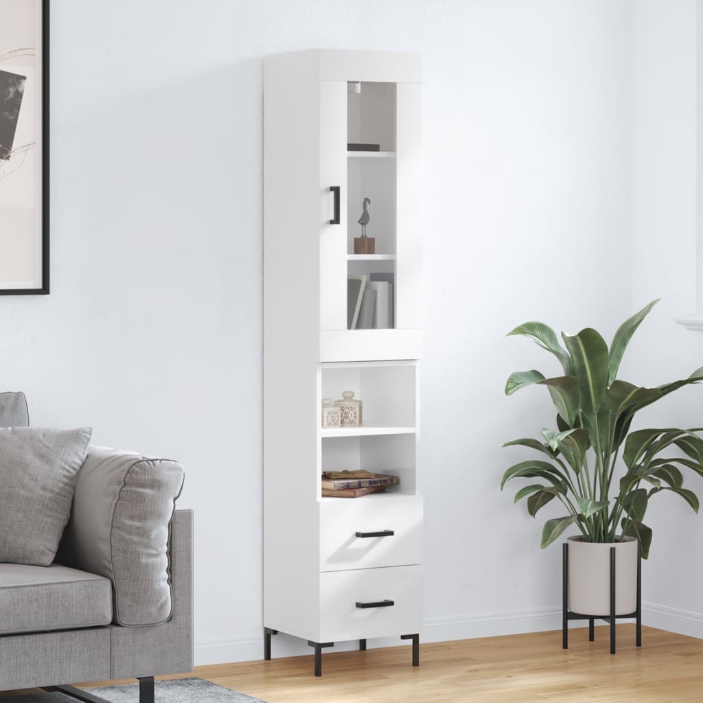 Highboard Hochglanz-Weiß 34,5x34x180 cm Holzwerkstoff