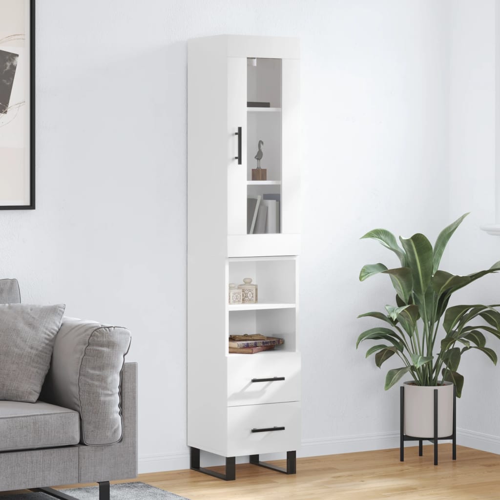 Highboard Hochglanz-Weiß 34,5x34x180 cm Holzwerkstoff