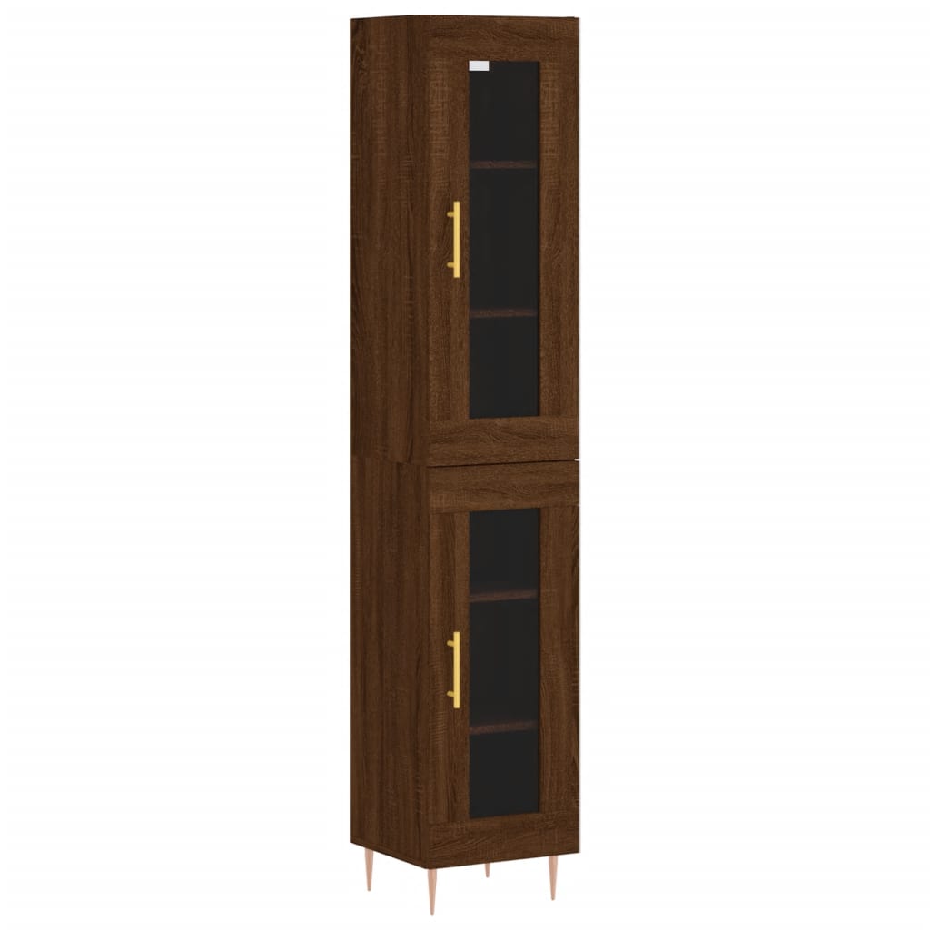 Highboard Braun Eichen-Optik 34,5x34x180 cm Holzwerkstoff