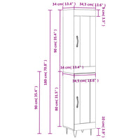 Thumbnail for Highboard Schwarz 34,5x34x180 cm Holzwerkstoff