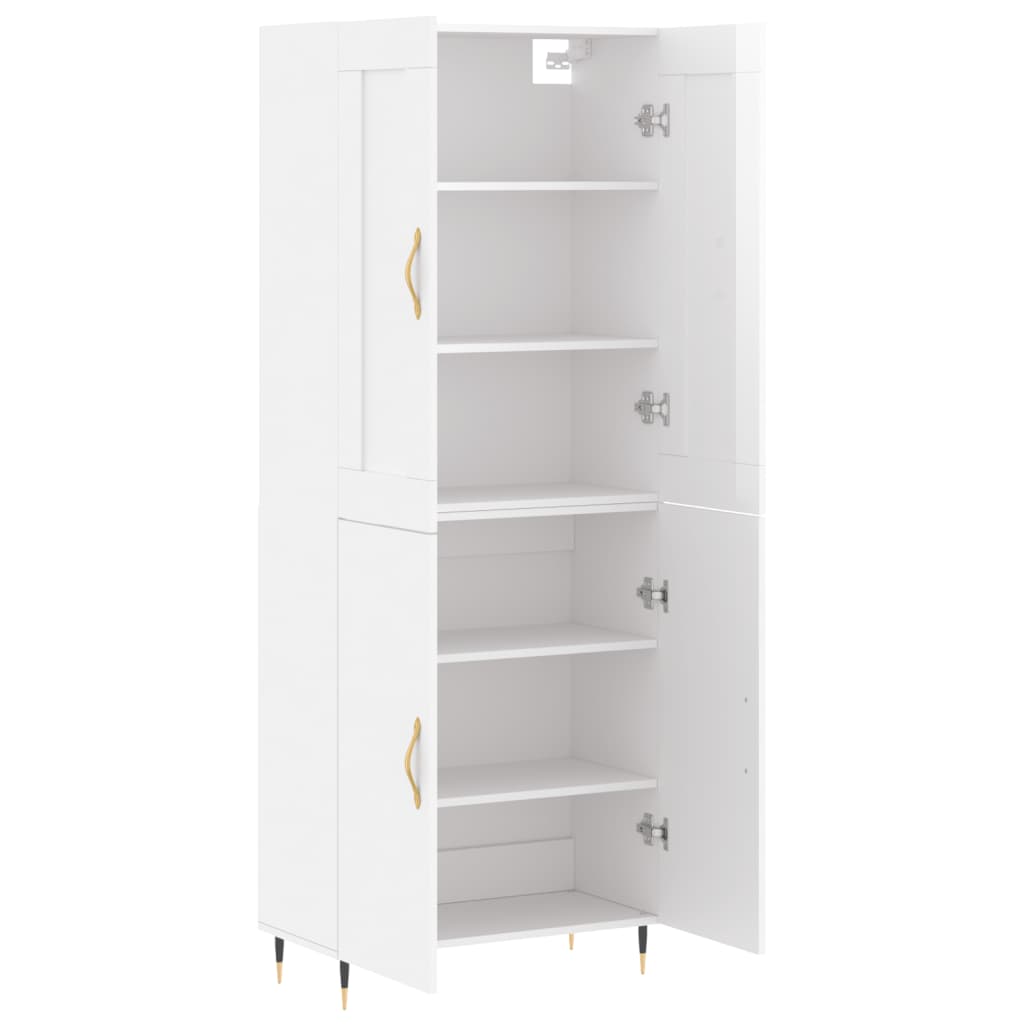 Highboard Hochglanz-Weiß 69,5x34x180 cm Holzwerkstoff