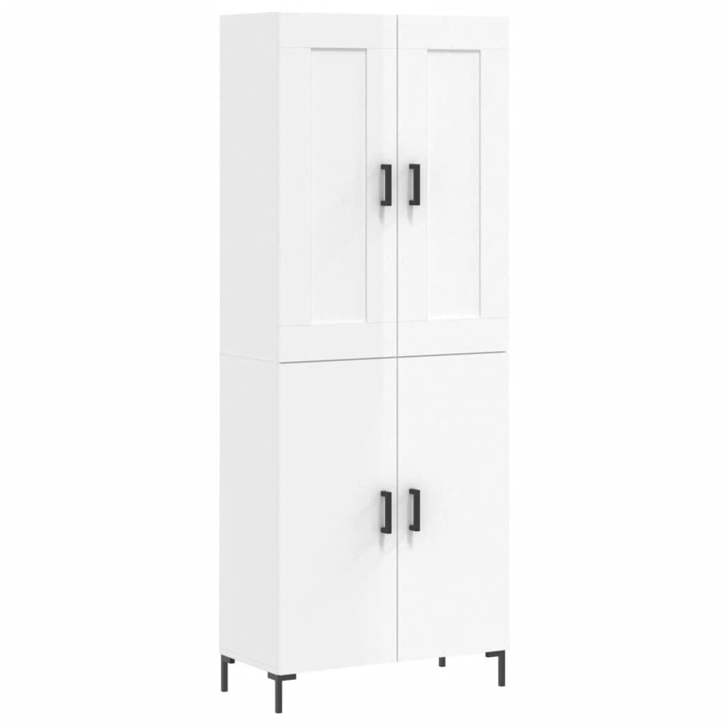 Highboard Hochglanz-Weiß 69,5x34x180 cm Holzwerkstoff