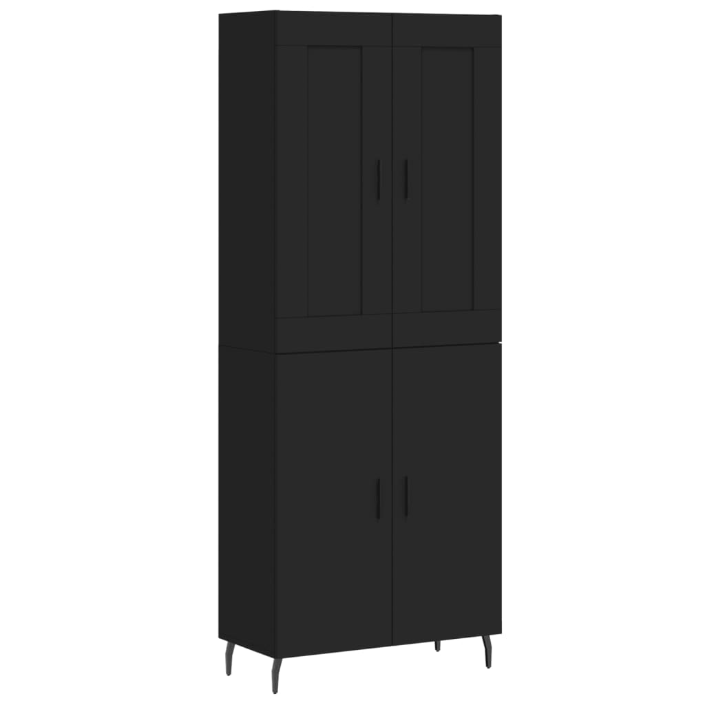 Highboard Schwarz 69,5x34x180 cm Holzwerkstoff