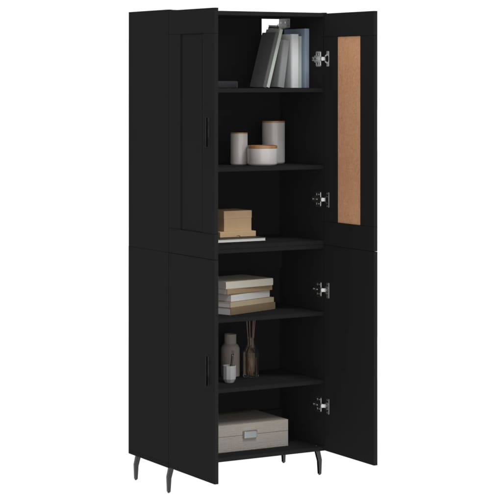 Highboard Schwarz 69,5x34x180 cm Holzwerkstoff