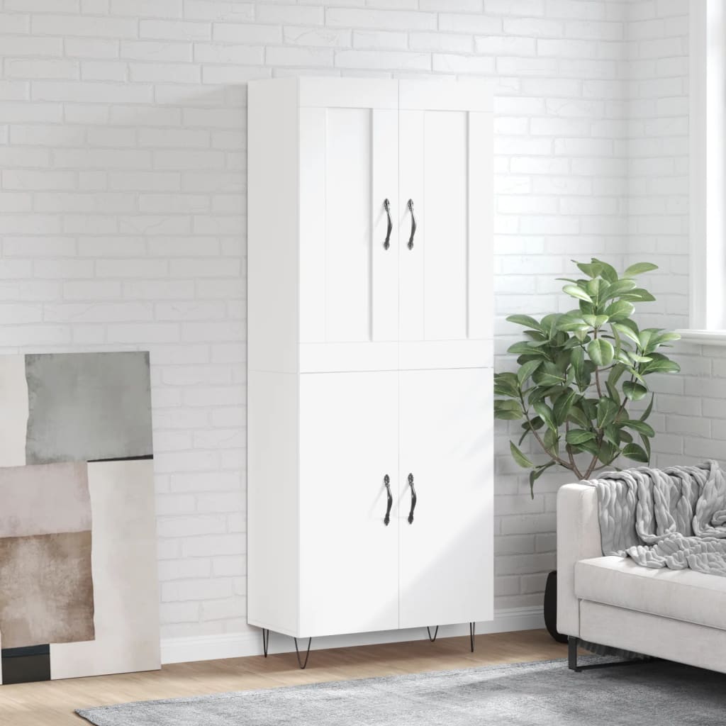 Highboard Weiß 69,5x34x180 cm Holzwerkstoff
