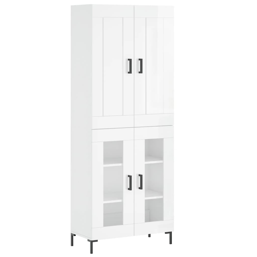 Highboard Hochglanz-Weiß 69,5x34x180 cm Holzwerkstoff