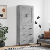 Thumbnail for Highboard Betongrau 69,5x34x180 cm Holzwerkstoff